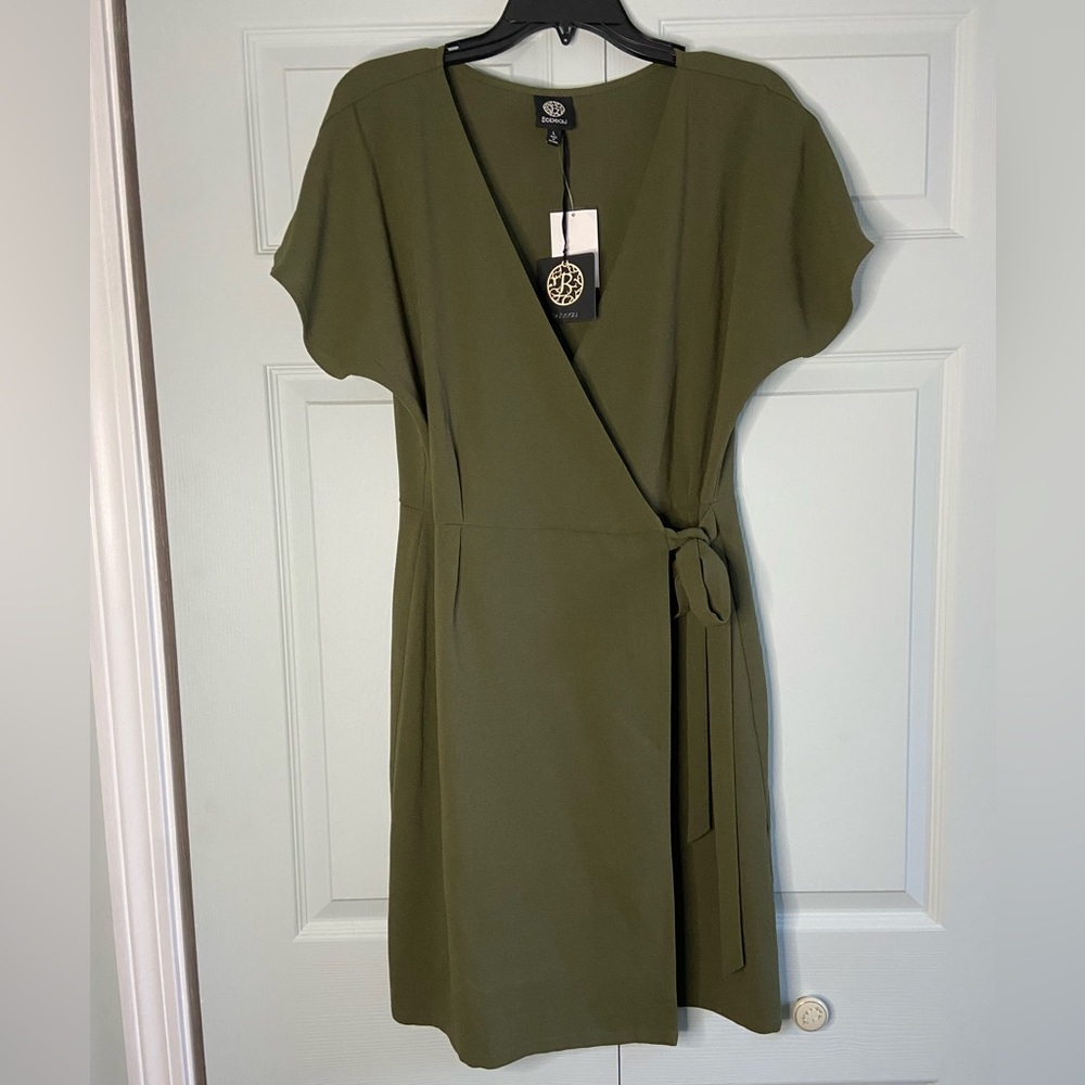 Olive Green Bobeau Wrap Dress, Size Large,